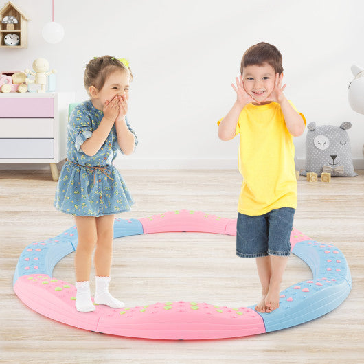 Colorful Kids Wavy Balance Beam with Textured Surface and Non-slip Foot Pads-Blue and Pink