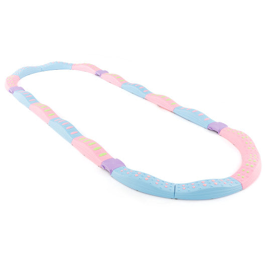 Colorful Kids Wavy Balance Beam with Textured Surface and Non-slip Foot Pads-Blue and Pink