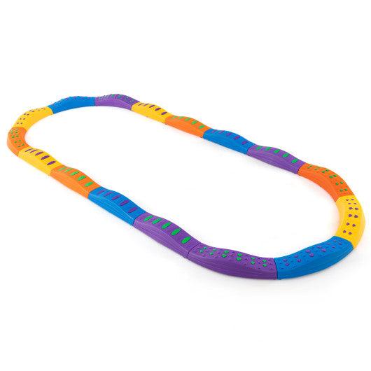 Colorful Kids Wavy Balance Beam with Textured Surface and Non-slip Foot Pads-Blue & Orange