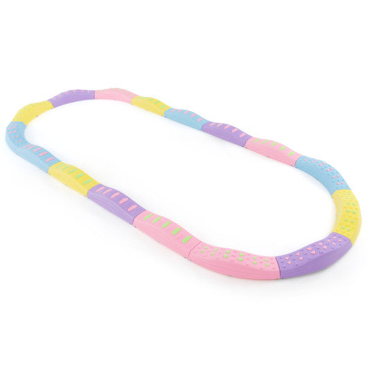 Colorful Kids Wavy Balance Beam with Textured Surface and Non-slip Foot Pads-Pink & Purple