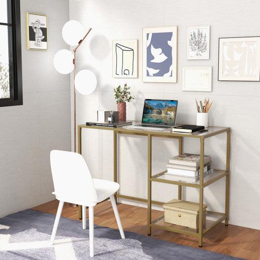 Modern Console Table with 2 Open Shelves and Metal Frame-Golden