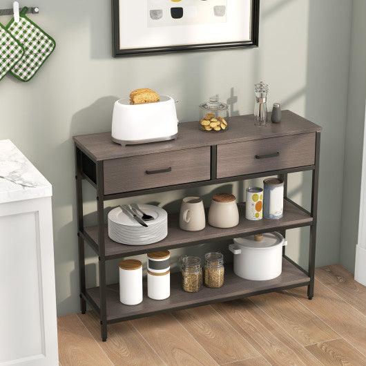 Console Table with Folding Fabric Drawers for Entryway-Gray