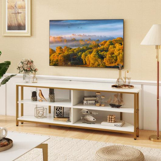 3-Tier Corner TV Stand for TVs up to 65 Inches with Charging Station- White