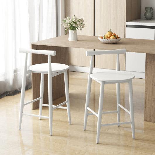 Counter Height Bar Chair Set with Acacia Wood Frame and Supporting Legs-White