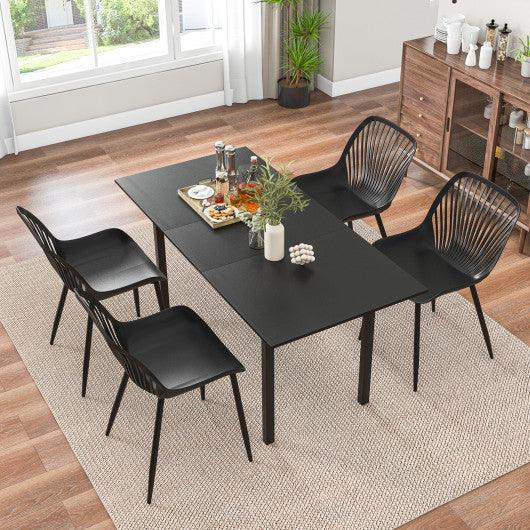 Modern Kitchen Chairs with Metal Legs  Cutout Backrest  Curved Seat for Dining Room Home Office-Black