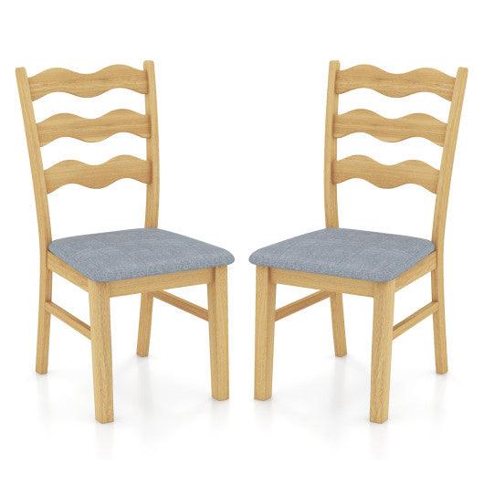 Dining Chair Set of 2 Linen Fabric Upholstered Kitchen Chairs with Padded Seat-Natural