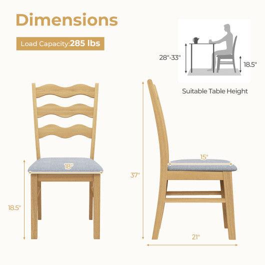 Dining Chair Set of 2 Linen Fabric Upholstered Kitchen Chairs with Padded Seat-Natural