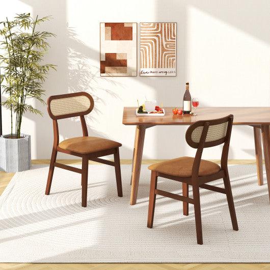 Indoor Mid Century Wood Dining Chairs Set of 2  for Dining Room-Coffee