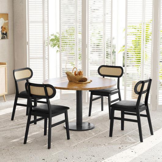 Indoor Mid Century Wood Dining Chairs Set of 2  for Dining Room-Black