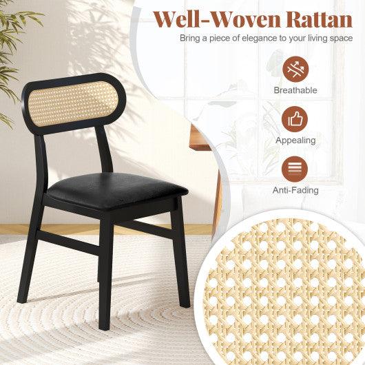 Indoor Mid Century Wood Dining Chairs Set of 2  for Dining Room-Black