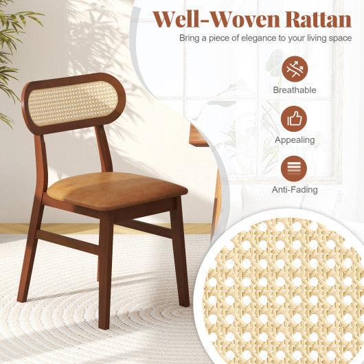 Indoor Mid Century Wood Dining Chairs Set of 2  for Dining Room-Coffee