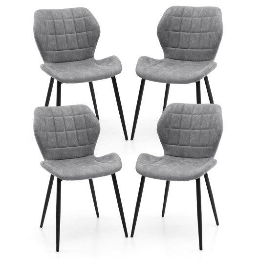 Dining Chairs Set of 2 with Padded Back  Metal Legs and Adjustable Foot Pads-Gray