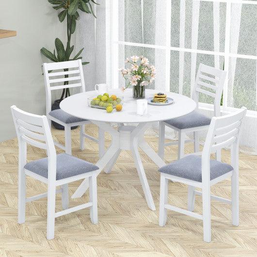 Wooden Dining Chair Set of 2 with Rubber Wood Frame and Padded Cushion-White