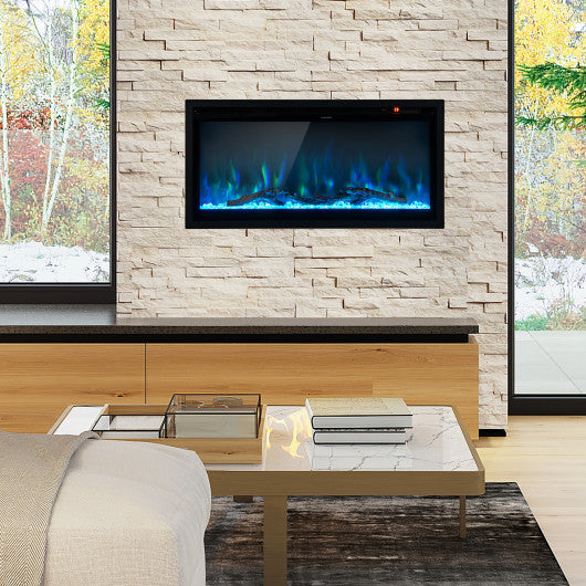 Electric Fireplace in-Wall Recessed with Remote Control and Adjustable Color and Brightness-36 inches