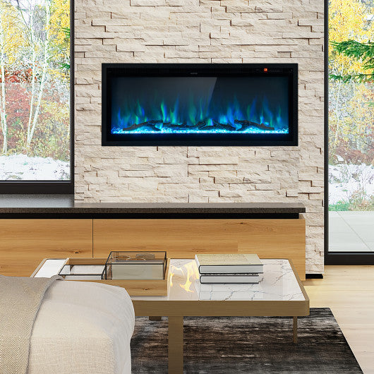 Electric Fireplace in-Wall Recessed with Remote Control and Adjustable Color and Brightness-42 inches