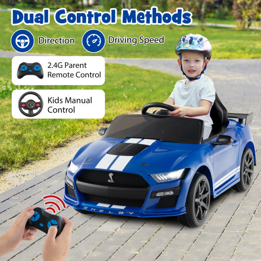 12V Licensed Ford Mustang Shelby GT500 Kids Ride on Car with Remote Control for Kids Aged 3-8-Blue