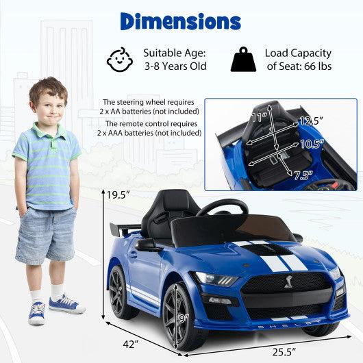 12V Licensed Ford Mustang Shelby GT500 Kids Ride on Car with Remote Control for Kids Aged 3-8-Blue