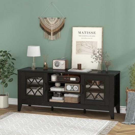 Farmhouse TV Stand for TVs Up to 65 Inches 4 Adjustable Shelves-Black