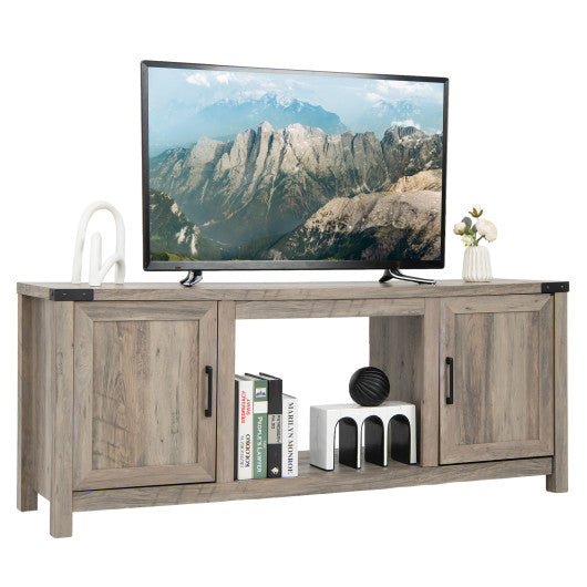 Electric Fireplace TV Stand with Storage Cabinets for TVs up to 70 Inch-Natural