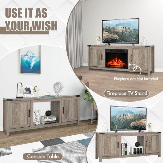 Electric Fireplace TV Stand with Storage Cabinets for TVs up to 70 Inch-Natural