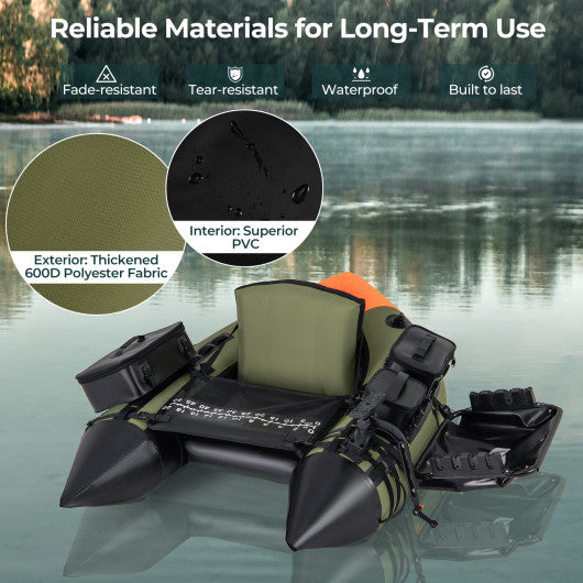 Portable Fishing Boat with 3 Detachable Storage Boxes-Green