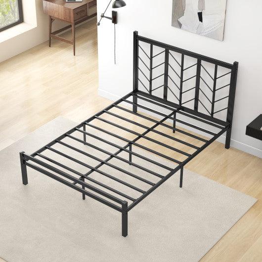 Full Size Platform Bed with Headboard and Metal Frame-Full Size