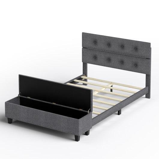 Twin/Full/Queen Upholstered Bed Frame with Ottoman Storage-Full Size