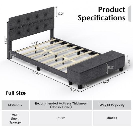 Twin/Full/Queen Upholstered Bed Frame with Ottoman Storage-Full Size