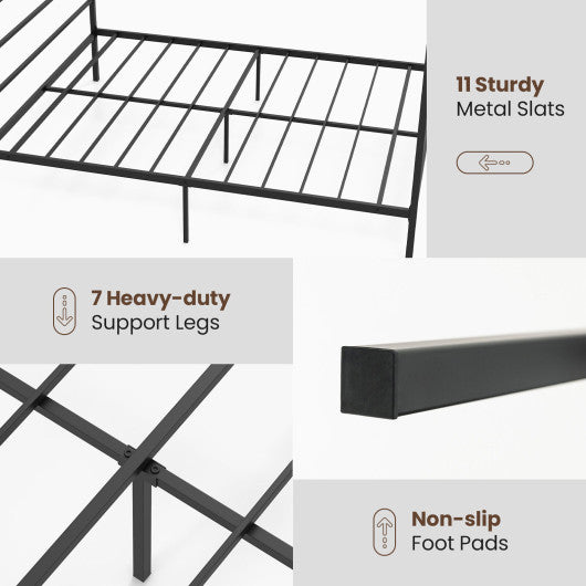 Twin/Full/Queen Size Metal Canopy Bed Frame with Slat Support-Full Size