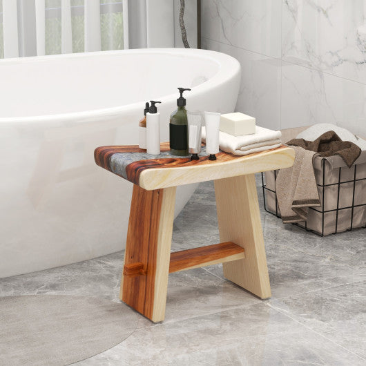 Fully Assembled Shower Stool with Epoxy Finish and Curved Seat