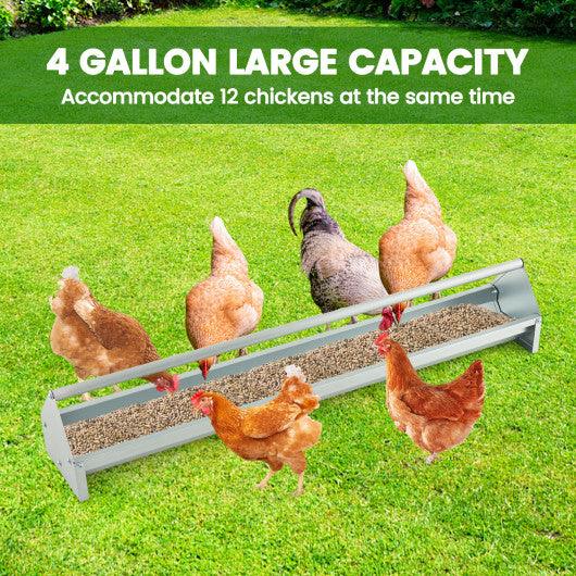 2-in-1 Galvanized Steel Wall Mount Hay and Grain Feeder with Adjustable Distance-Silver