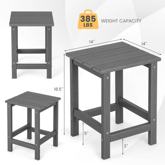 14 Inch Square Weather-Resistant Adirondack Side Table-Gray