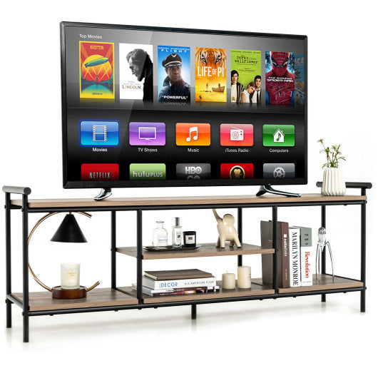 Industrial TV Stand for TVs up to 60 Inch with Storage Shelves-Natural