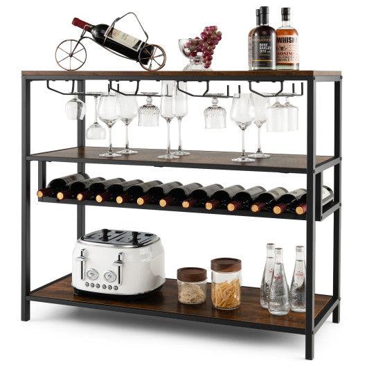 Wine Rack Table With 4 Rows of Glass Holders