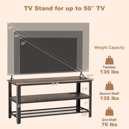 Industrial TV Stand up to 50 Inches with Power Outlets and USB Ports-Rustic Brown