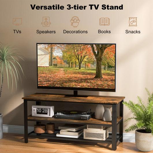 Industrial TV Stand up to 50 Inches with Power Outlets and USB Ports-Rustic Brown