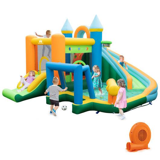 Inflatable Water Slide with Dual Slides and Splash Pool Bounce House with 680W Blower