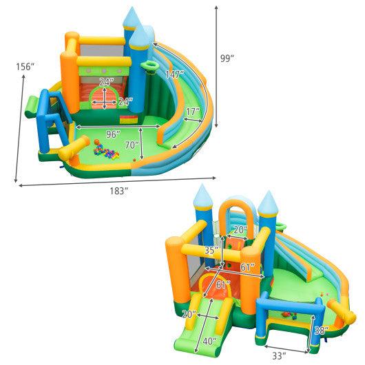 Inflatable Water Slide with Dual Slides and Splash Pool Bounce House with 680W Blower