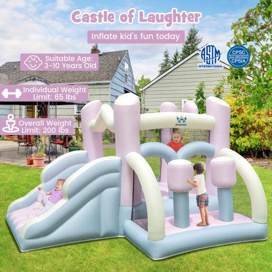 Kids Bounce House with Slide and 2 Boxing Columns Bouncy Castle for Party without Blower