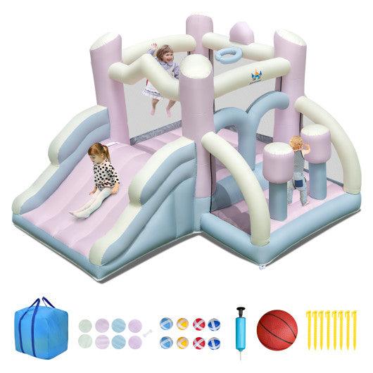 Kids Bounce House with Slide and 2 Boxing Columns Bouncy Castle for Party without Blower