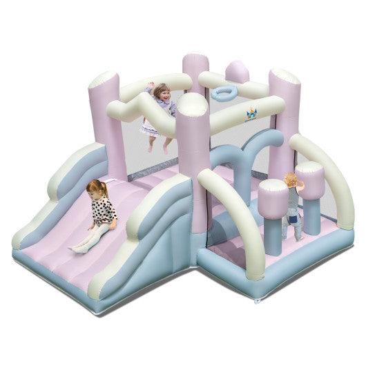 Kids Bounce House with Slide and 2 Boxing Columns Bouncy Castle for Party without Blower