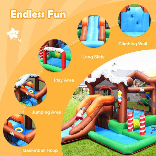 Kids Inflatable Bounce House Jumping Castle Slide Climber Bouncer with 550W Blower