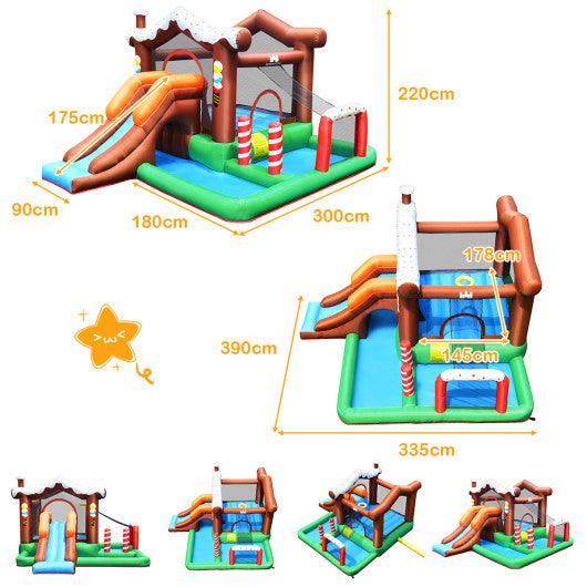 Kids Inflatable Bounce House Jumping Castle Slide Climber Bouncer with 550W Blower