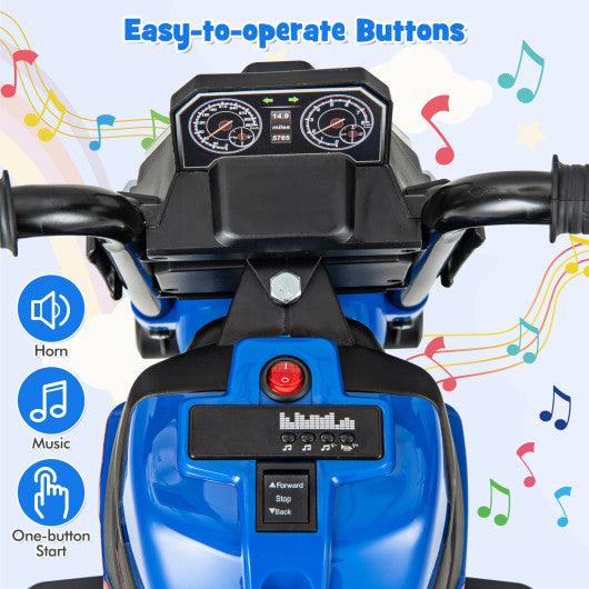 Kids Ride-on Motorcycle 6V Battery Powered Motorbike with Detachable Training Wheels-Blue