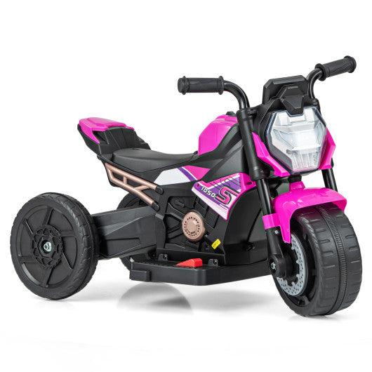 Kids Ride-on Motorcycle 6V Battery Powered Motorbike with Detachable Training Wheels-Pink