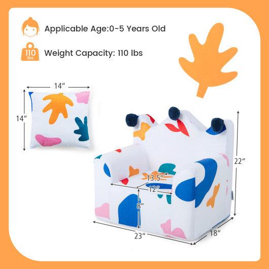 High-density Padding Kids Sofa with Armrest and Extra Pilow-Multicolor