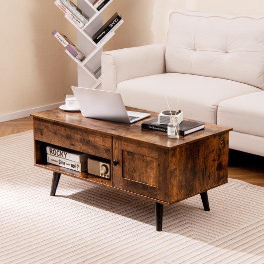 Lift Top Coffee Table with Storage and Hidden Compartment-Rustic Brown