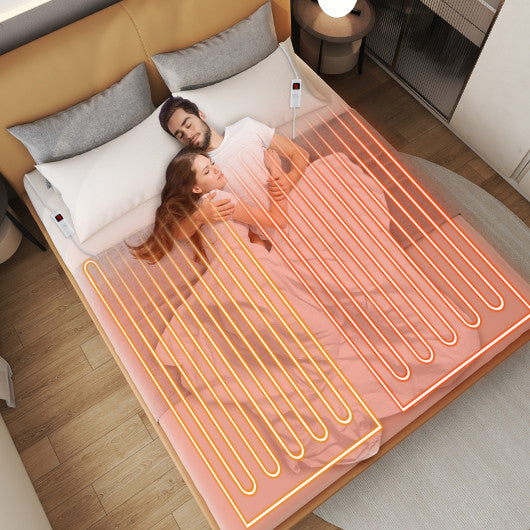 Machine Washable Electric Bed Warmer with Dual Controller 9 Heat Setting and 9-Hour Auto Off and Overheat Protection-Queen Size