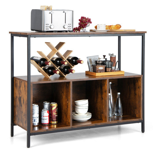 Modern Kitchen Buffet Sideboard with 3 Compartments-Rustic Brown