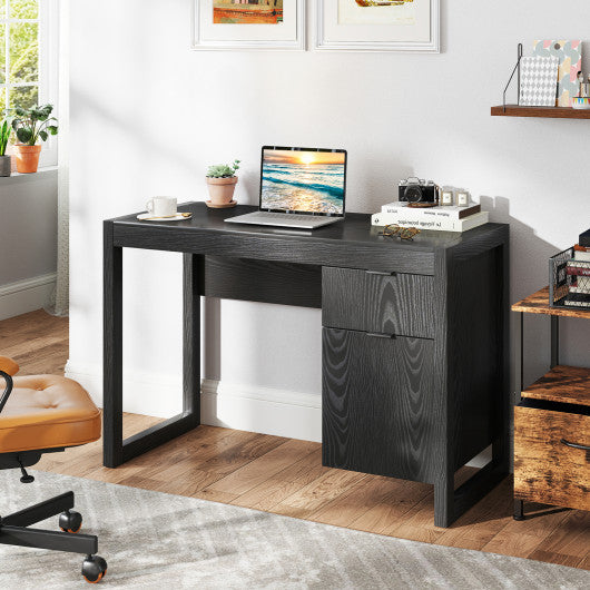 Modern Computer Desk Writing Workstation with Cabinet and Drawer-Black